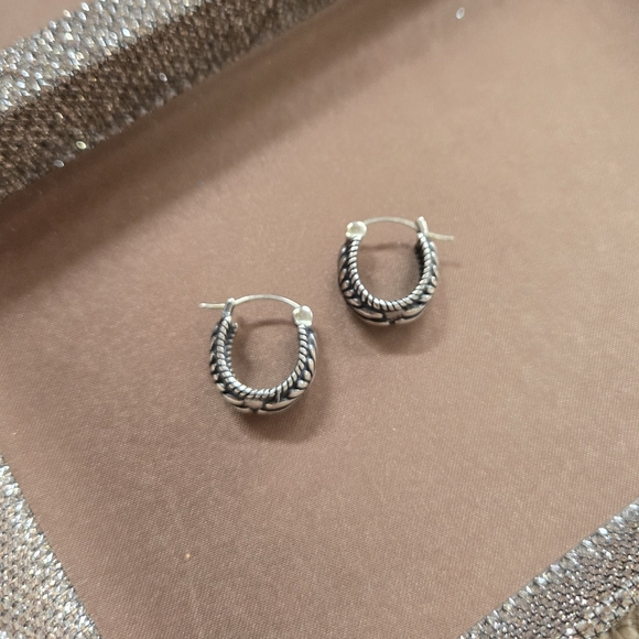 American West Sterling Hoop Concha Earrings - Picture 7 of 8